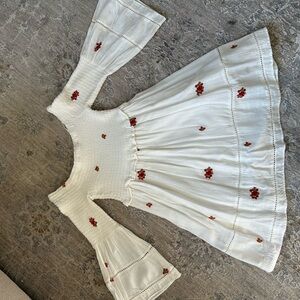 Free People Cream Dress with Red Floral Accents